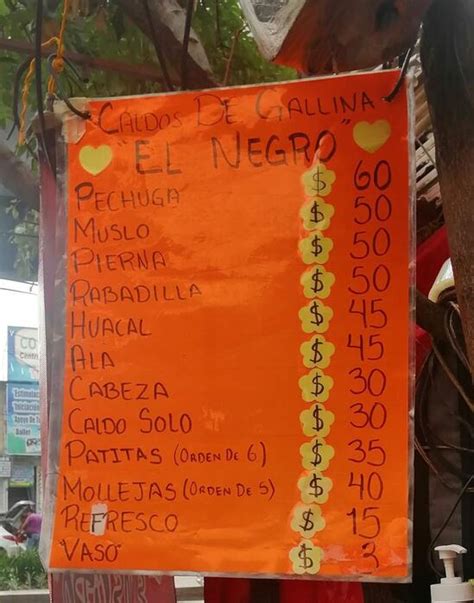 Menu At Caldos De Gallina El Negro Restaurant Mexico