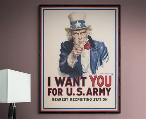 1917 I Want You For Uncle Sam US Army Military Recruitment Etsy