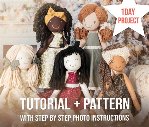 Cloth Doll Sewing Pattern And Tutorial Step By Step Etsy Doll