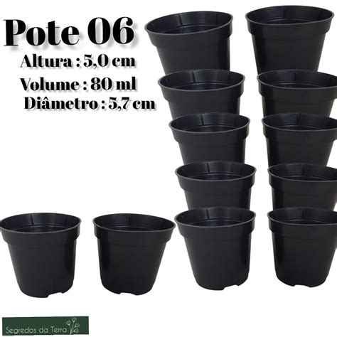 Vasinhos Pote Preto P Suculentas Mini Plantas Cactos Plantas