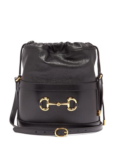 Gucci 1955 Horsebit Drawstring Leather Bucket Bag In Black Lyst