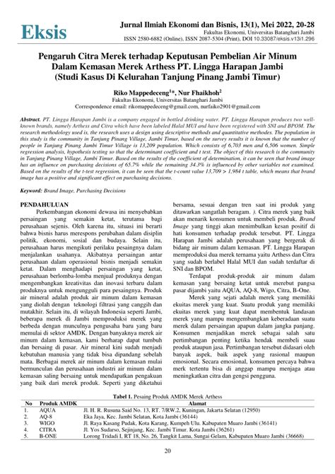 PDF Pengaruh Citra Merek Terhadap Keputusan Pembelian Air Minum Dalam