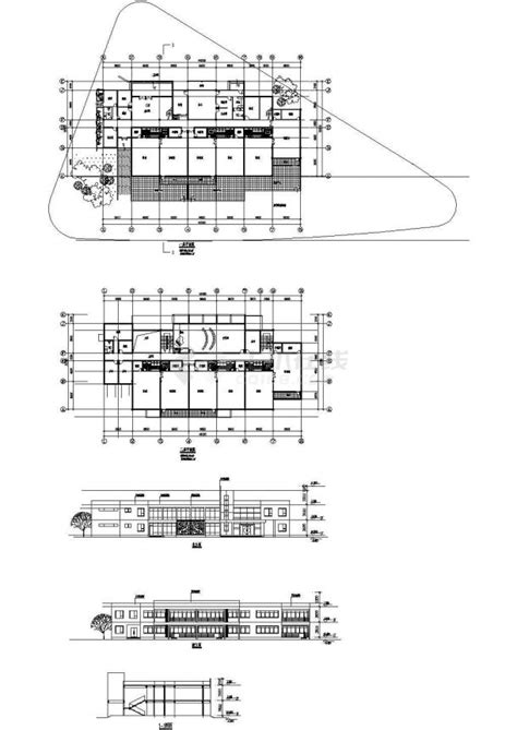 1564平方米某二层幼儿园建筑施工cad图，共五张幼儿园土木在线