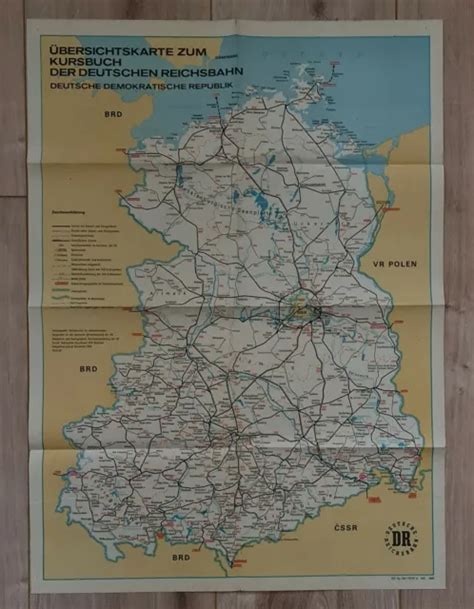 LANDKARTE MAP 1987 Übersichtskarte zum Kursbuch der Deutschen