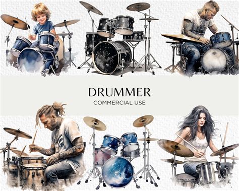 Watercolour Drummer Clipart Bundle Transparent Png Dpi Playing