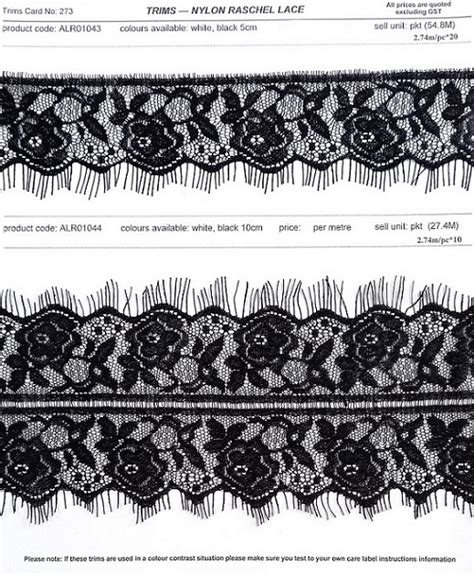 Nylon Raschel Lace Trim Card 273 Eandm Greenfield