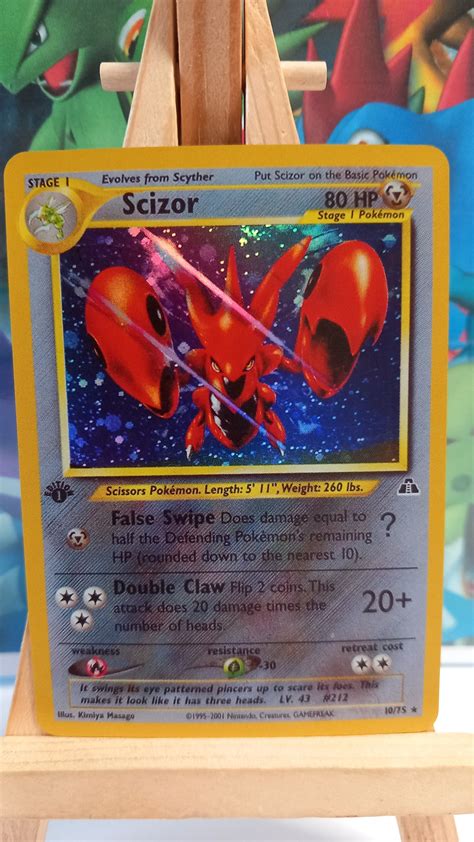 Pok Mon Card Scizor Neo Discovery Holographic English Etsy