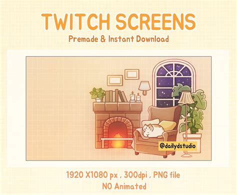 Twitch Screen Cozy Stream Screens Cute Cat Starting Soon Screen Etsy