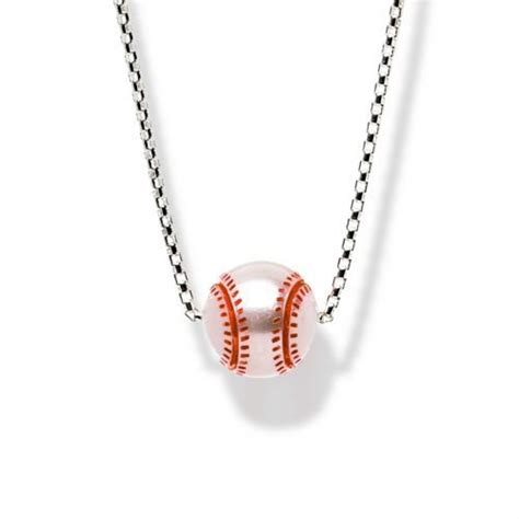 Hand Carved Pearl Trophy Baseball Pendant Baseball Pendant Pearls Custom Jewelry