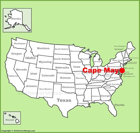 Cape May location on the U.S. Map - Ontheworldmap.com