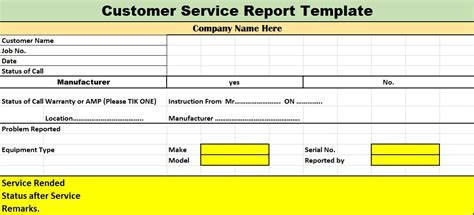 Customer Service Report Template Free Report Templates