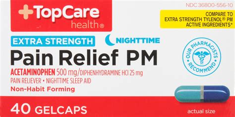 Topcare Extra Strength Pain Relief Pm Acetaminophen Mg Pain