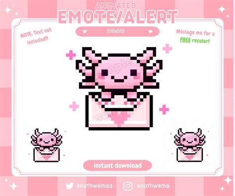 ANIMATED Axolotl Twitch Alert Discord Emote Cute 8 Bit Plush