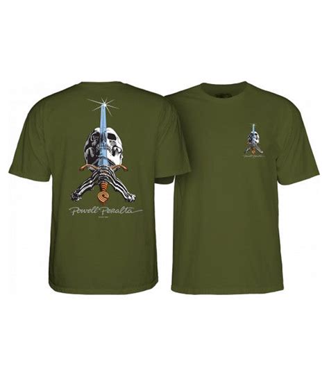 Powell Peralta Skull And Sword T Shirt Military Green