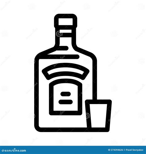 Vodka Glass Bottle Line Icon Vector Illustration Stock Vector Illustration Of Liquid Label