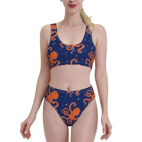 Haiem Octopus Women S High Waisted Bikini Set Two Piece Bathing Suits