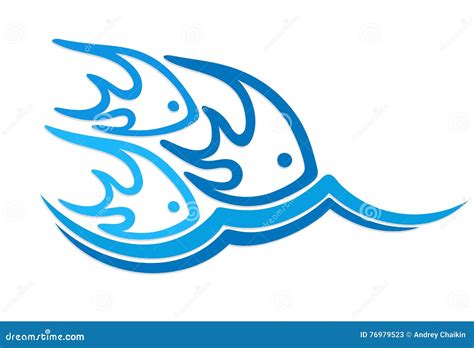 Logo Fishes With Wave Stock Vector Illustration Of Pack 76979523