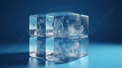 Cubes Of Ice Are Shown On A Blue Background D Rendering Ice Cube On