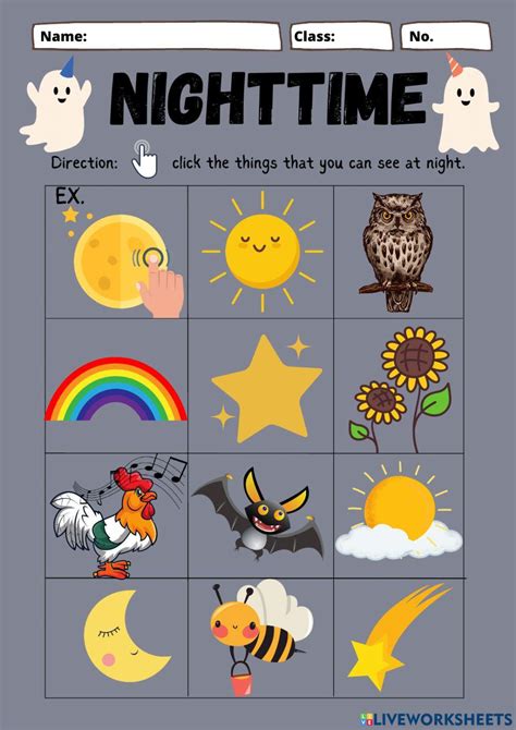 Nighttime Interactive Worksheet Live Worksheets