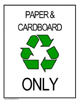 Printable Recycle Paper And Cardboard Sign