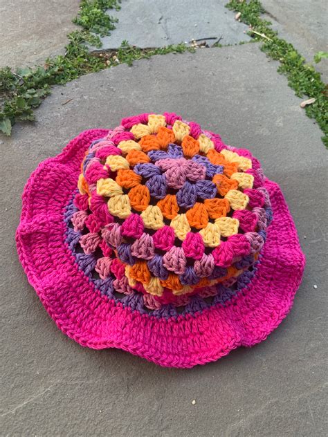 Crochet Granny Square Bucket Hat Etsy