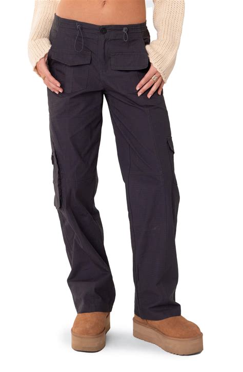 Edikted Zayla Low Rise Cargo Pants In Blue Lyst