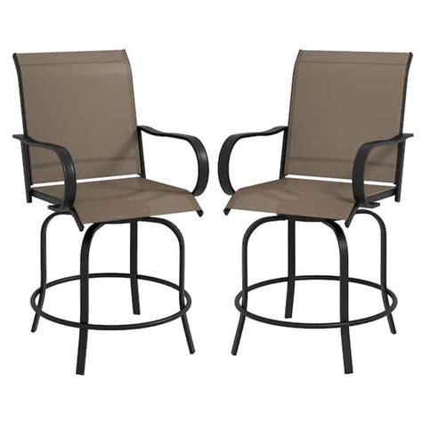 Otryad Swivel Metal Outdoor Bar Stools Patio Chais With Armrests And