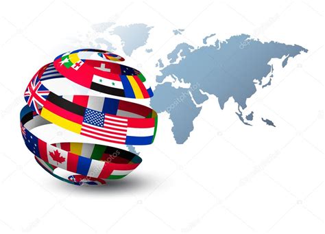 Globe Made Out Of Flags On A World Map Background Vector Stock Vector