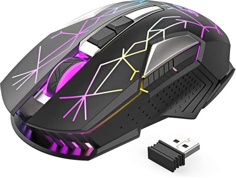 Kablosuz Oyun Faresi 2 4 GHz USB Alıcı RGB Nefes Alan Gökkuşağı LED