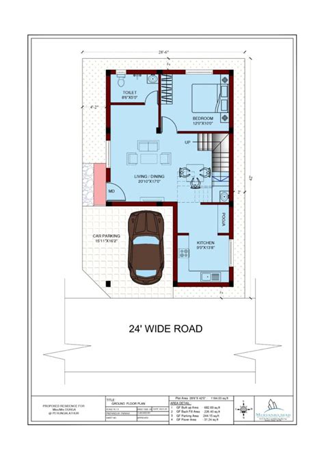 Sq Ft House Plans Bedroom With Car Parking Resnooze