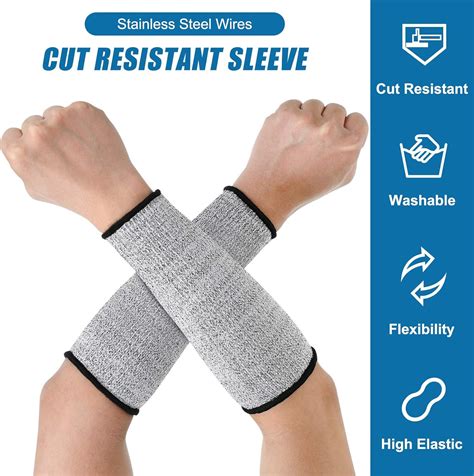 Geyoga 2 Pairs Cut Resistant Sleeve Arm Protection Sleeves Level 5 Protection Safety Protective