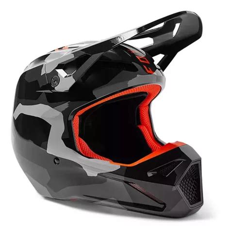 Casco Fox V1 Przm Camo Motocross Enduro Rzr Atv Mx Cross Color Gris