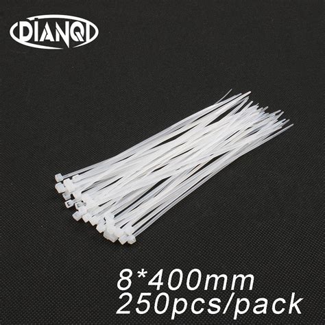 250pcs 8mm 400mm 5 1mm Self Locking Nylon Cable Ties White Color