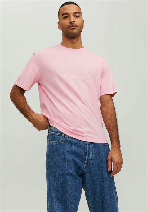 Jack And Jones Regular Fit Logo T Shirt Print Prism Pink Roze Zalando Nl