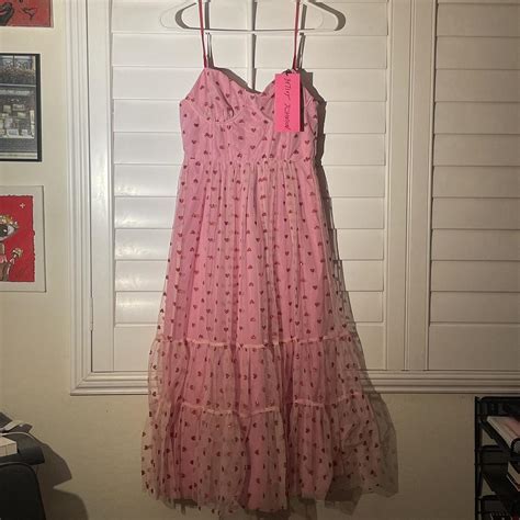 Betsey Johnson Women S Red And Pink Dress Depop