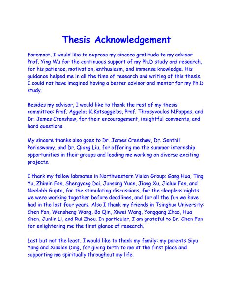 Acknowledgement Sample Thesis Acknowledgement Foremost I Would