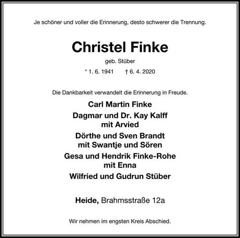 Gedenkseite für Christel Finke Bestattungsunternehmen Franz Pohlmann