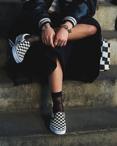 vans classic checkerboard slip  blackwhite shoe