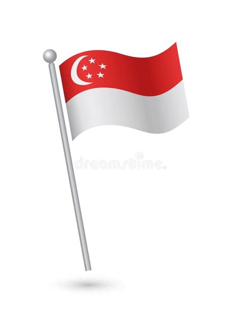 Singapore National Flag Stock Vector Illustration Of Waving