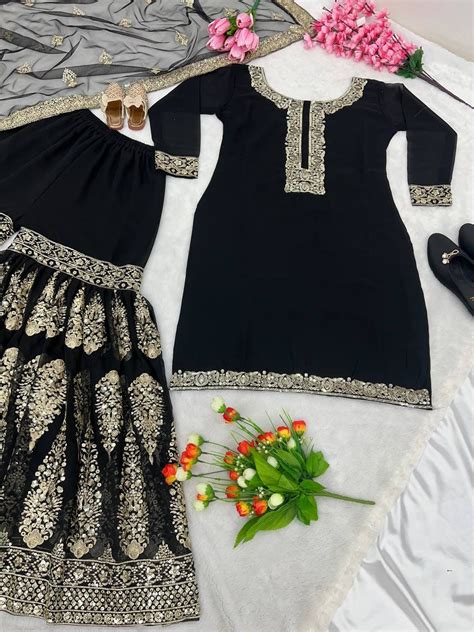 Beautiful Partywear Kurta Sharara Set With Duppatta Pakistani Etsy