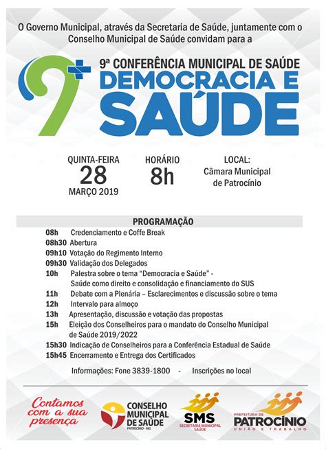 9ª Conferência Municipal De Saúde Acontece Na Próxima Quinta Feira