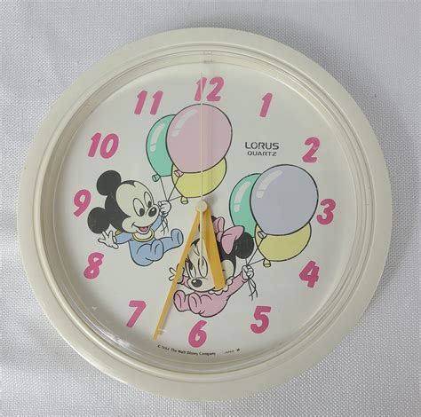 Disney Baby Mickey Minnie Mouse Quartz Wall Clock Lorus Etsy In