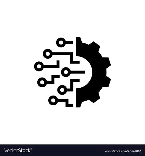 Eps10 Black Digital Technology Gear Icon Vector Image