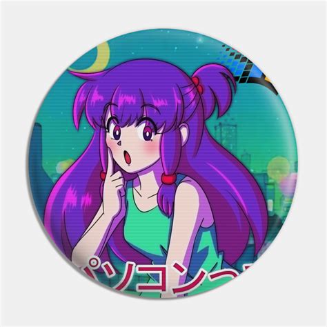 Aesthetic vaporwave retro anime - Vaporwave - Pin | TeePublic