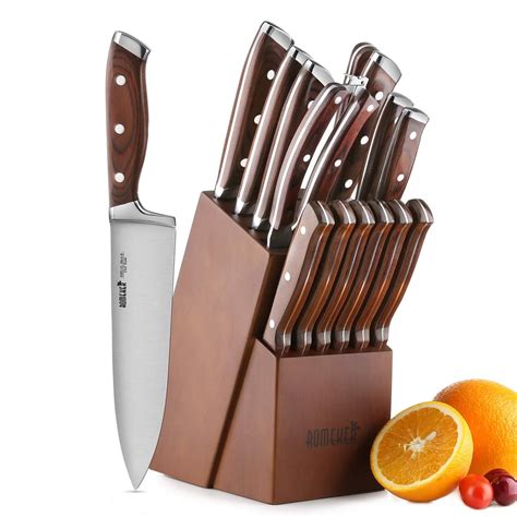 Romeker 15 Piece Kitchen Knife Set With Block Best Kitchen Knives On Amazon Popsugar Food