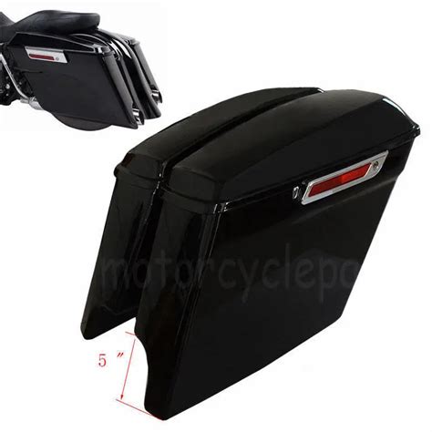 Black 5 Stretched Extended Hard Saddlebags W Keys For Harley Touring