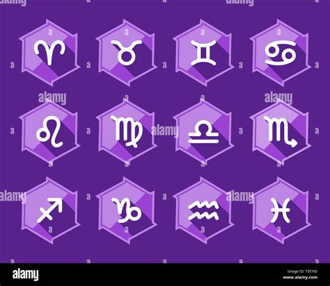 Set Zodiac Sign Flat Icon Vector Illustration Stock Vector Image