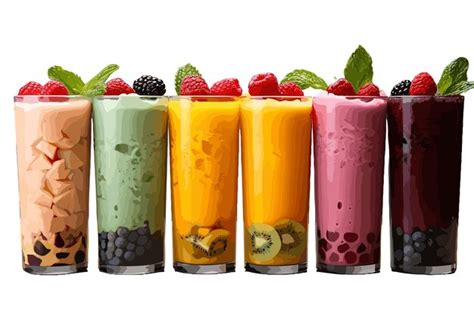 Premium Vector Assortment Of Fruit Smoothies On White Background