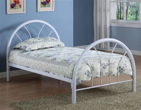 Rounded Metal Twin Bed in White – Fully Furnished