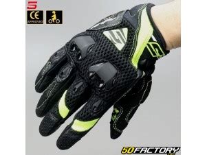 Gants street Five Stunt Evo Airflow homologués CE noirs et jaunes fluo